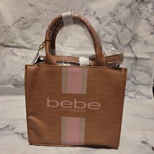 Bebe Mini Tan Racing Stripe Handbag #0016
